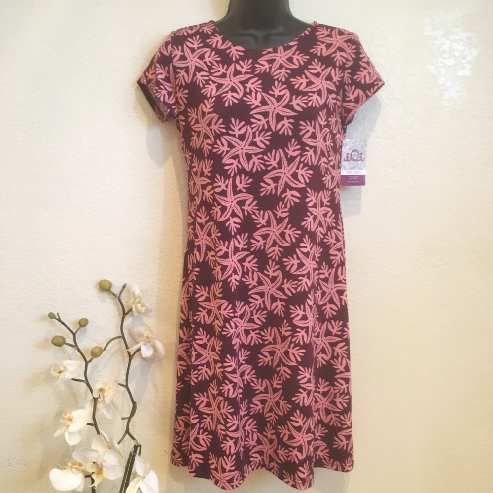 NWT Iolani Aukai shift dress wine size 3xs